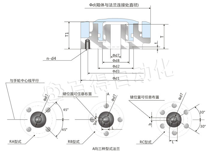 QT電動執行器安裝尺寸圖